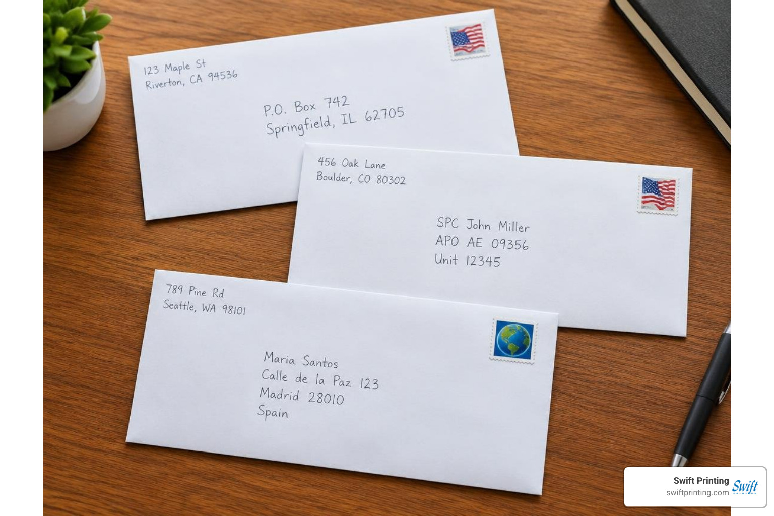 Addressing examples for PO Box, overseas military APO, and international mail destinations Addressing examples for PO Box, overseas military APO, and international mail destinations