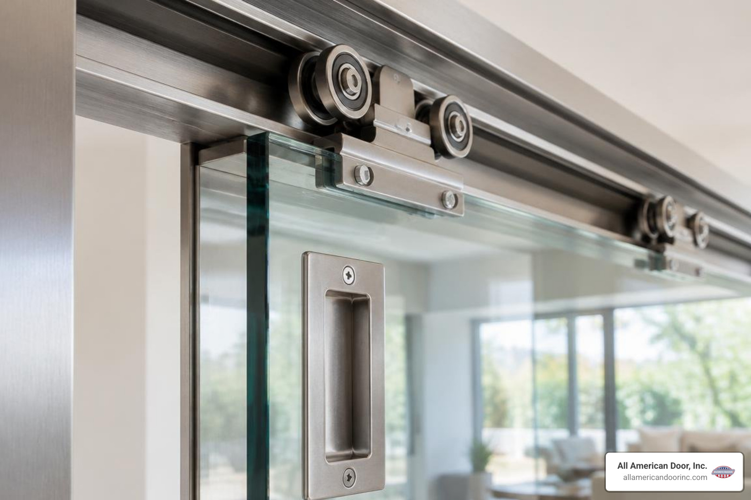 Heavy-duty tandem roller hardware and flush-mount recessed pull handles Heavy-duty tandem roller hardware and flush-mount recessed pull handles