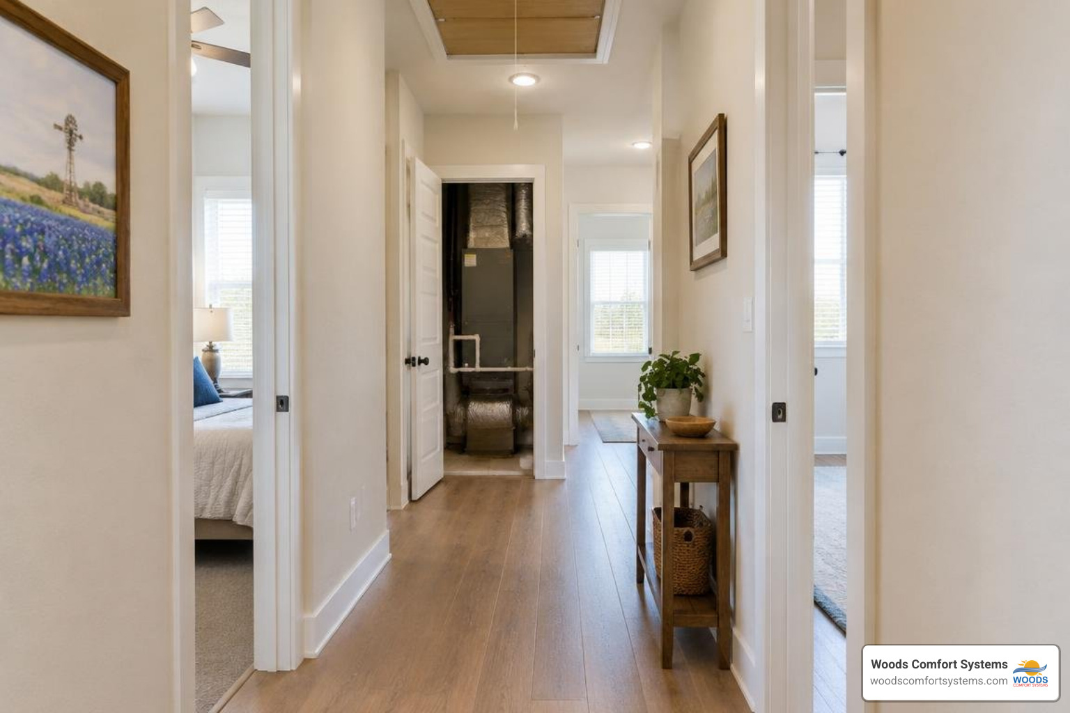 Clear indoor pathway in a South Texas home prepared for AC installation