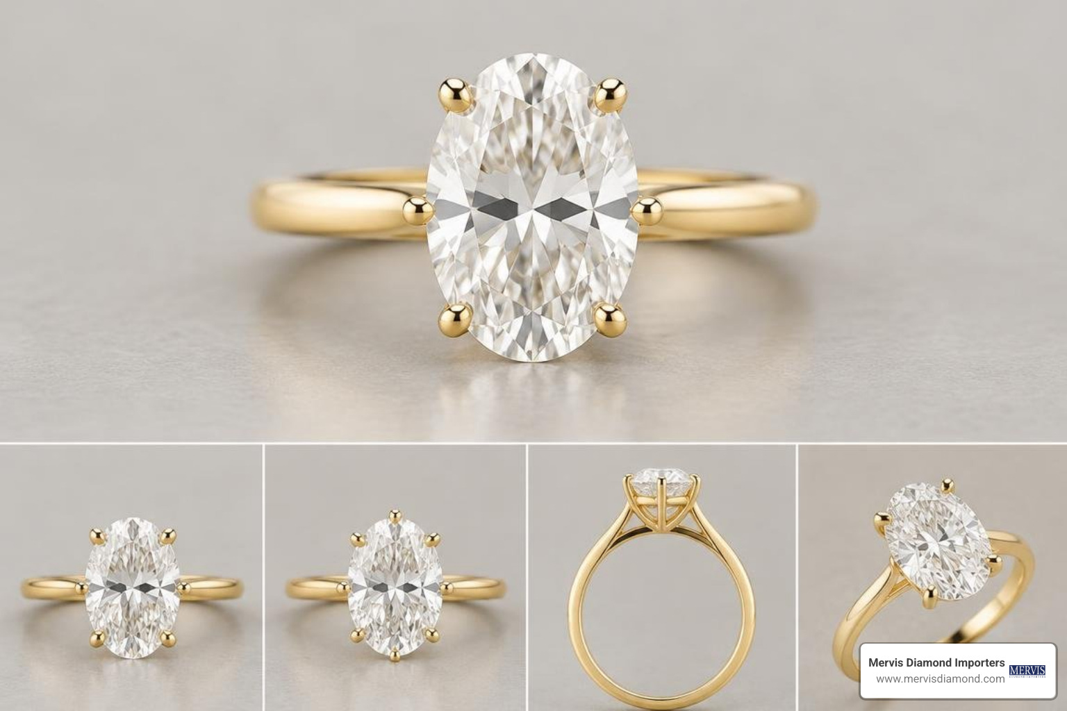 Showcase of yellow gold oval diamond ring mounting options and prong styles Showcase of yellow gold oval diamond ring mounting options and prong styles