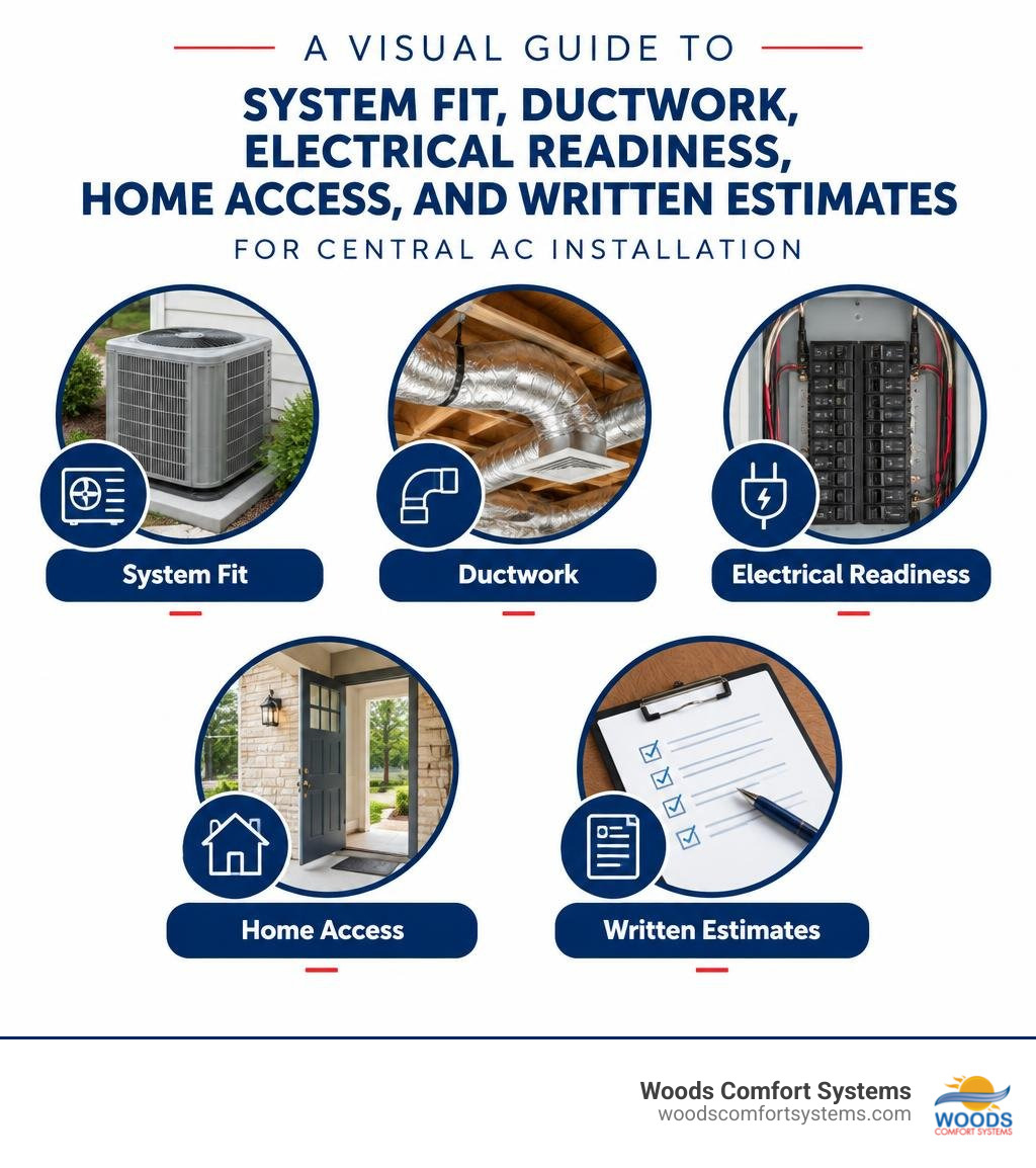Visual guide to system fit, ductwork, electrical readiness, home access, and written estimates Visual guide to system fit, ductwork, electrical readiness, home access, and written estimates