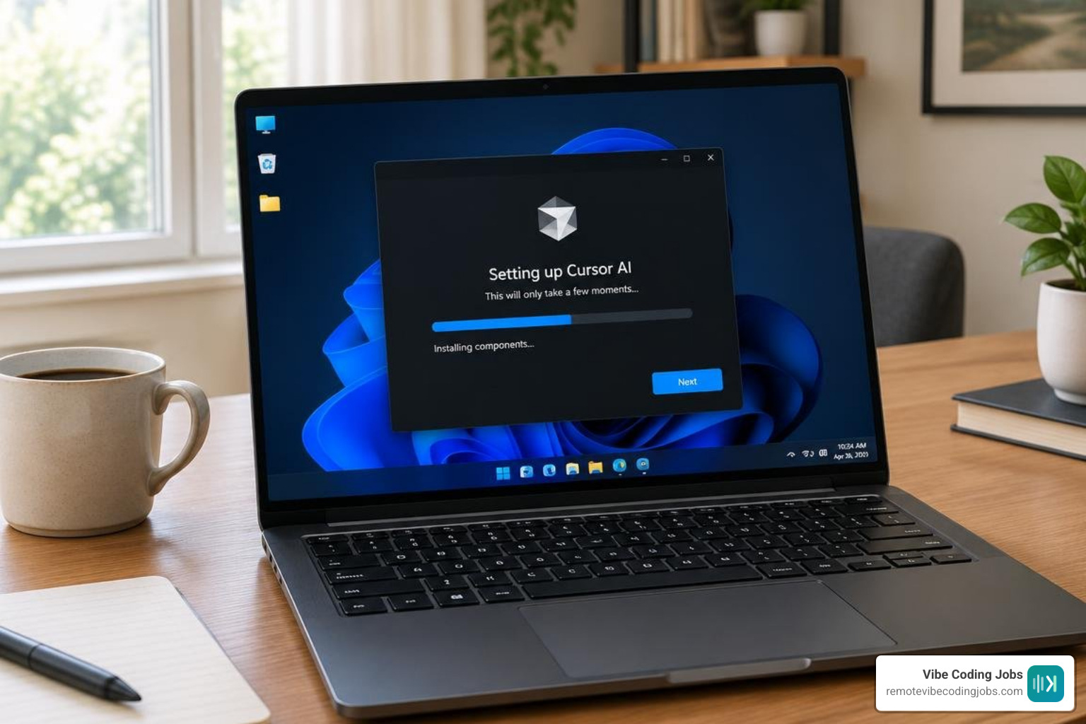 Windows installer wizard running through the Cursor AI setup steps