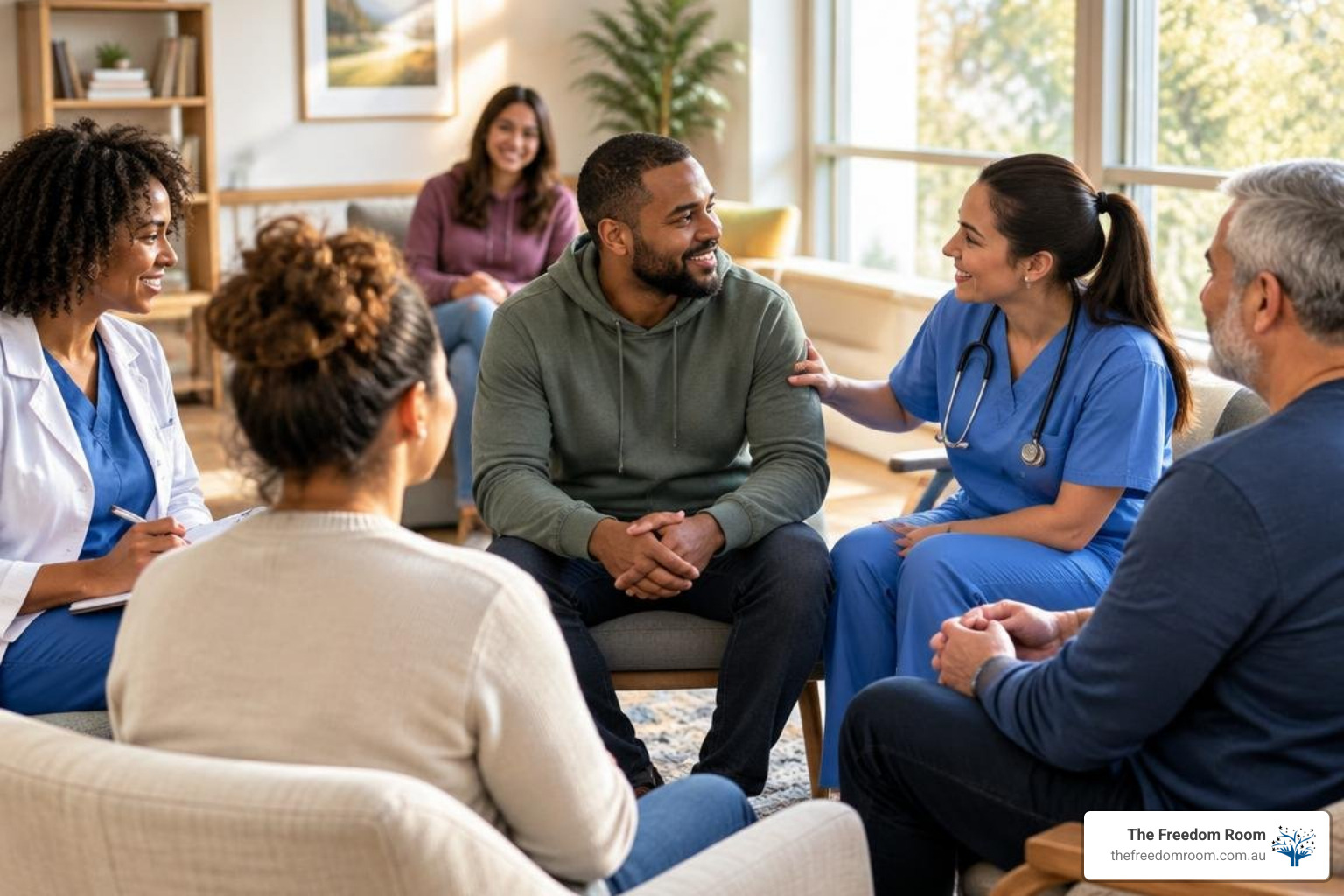 Compassionate allied health team providing support in a warm environment Compassionate allied health team providing support in a warm environment