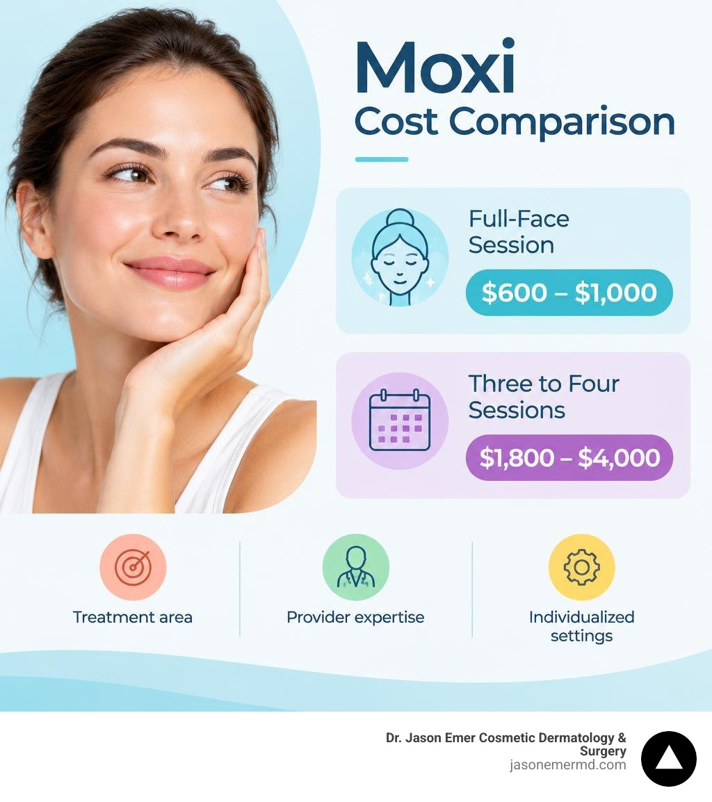 Moxi cost comparison infographic showing single-session and multi-session treatment planning