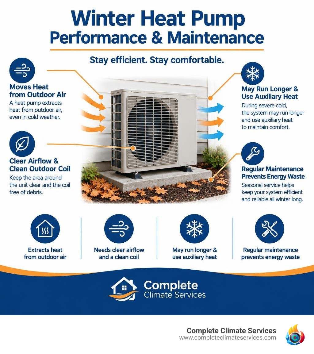 Winter heat pump performance and maintenance diagram Winter heat pump performance and maintenance diagram
