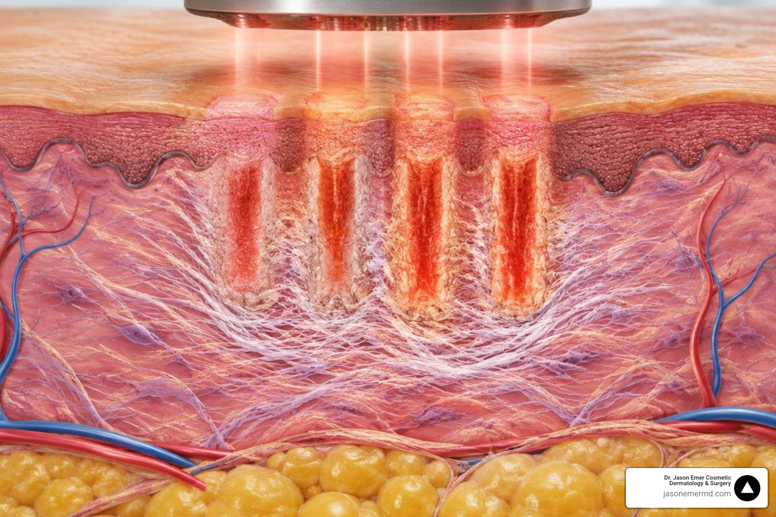 Fractional laser microthermal zones remodeling dermal tissue across skin layers