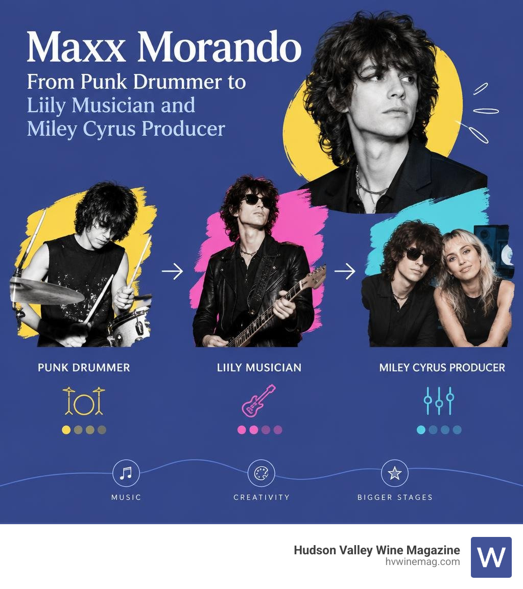 Maxx Morando's journey from punk drummer to Liily musician and Miley Cyrus producer infographic Maxx Morando's journey from punk drummer to Liily musician and Miley Cyrus producer infographic