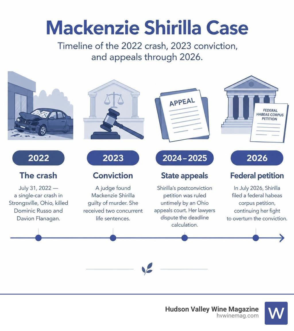 Timeline of the 2022 crash, 2023 conviction, and appeals through 2026 infographic Timeline of the 2022 crash, 2023 conviction, and appeals through 2026 infographic