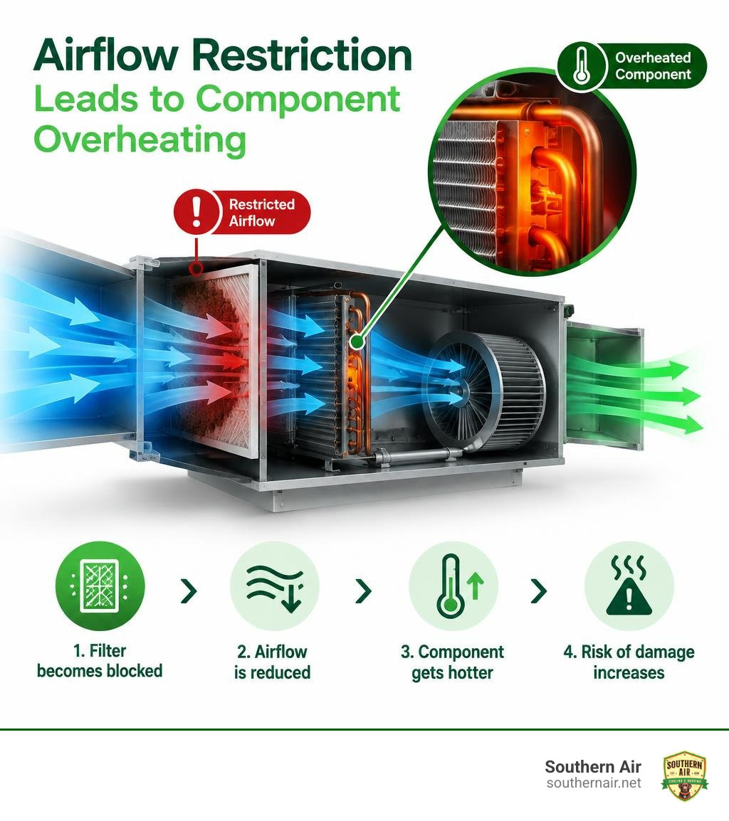 Airflow restriction leading to component overheating diagram Airflow restriction leading to component overheating diagram