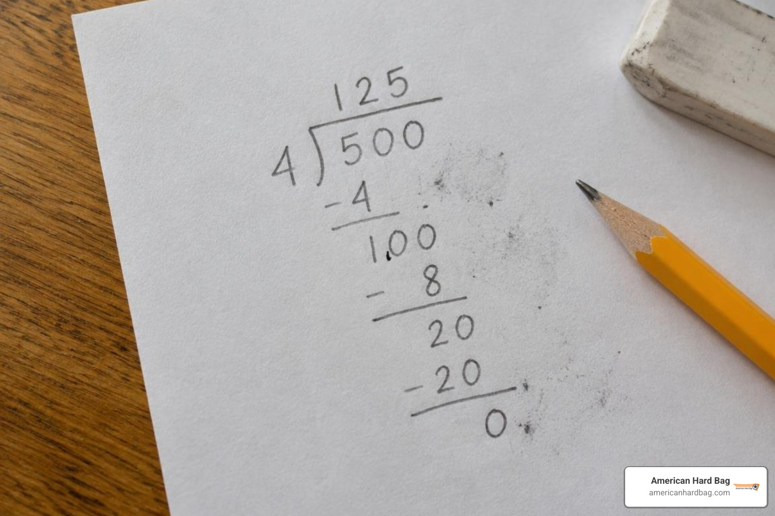 Step-by-step long division equation of 500 divided by 4 Step-by-step long division equation of 500 divided by 4