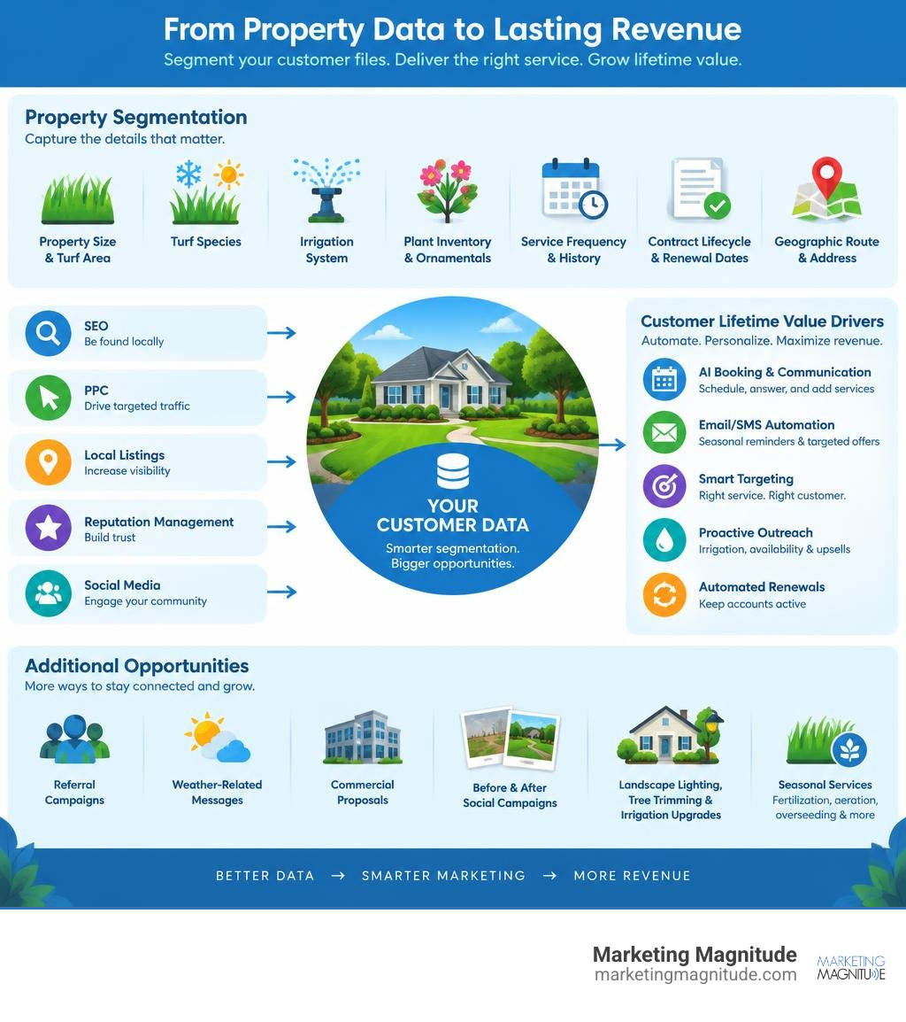 Infographic displaying property segmentation metrics and customer lifetime value drivers infographic Infographic displaying property segmentation metrics and customer lifetime value drivers infographic
