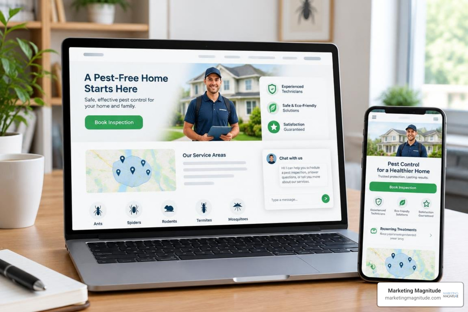 High-converting pest control landing page with direct AI booking integration High-converting pest control landing page with direct AI booking integration