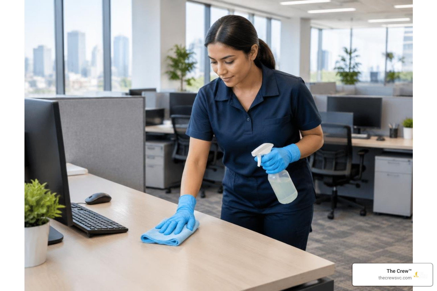 professional cleaner sanitizing office workstations professional cleaner sanitizing office workstations