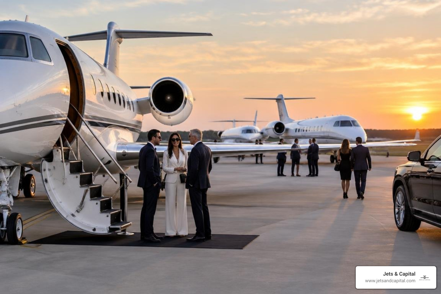 Business jets parked on the ramp during an elite gathering Business jets parked on the ramp during an elite gathering