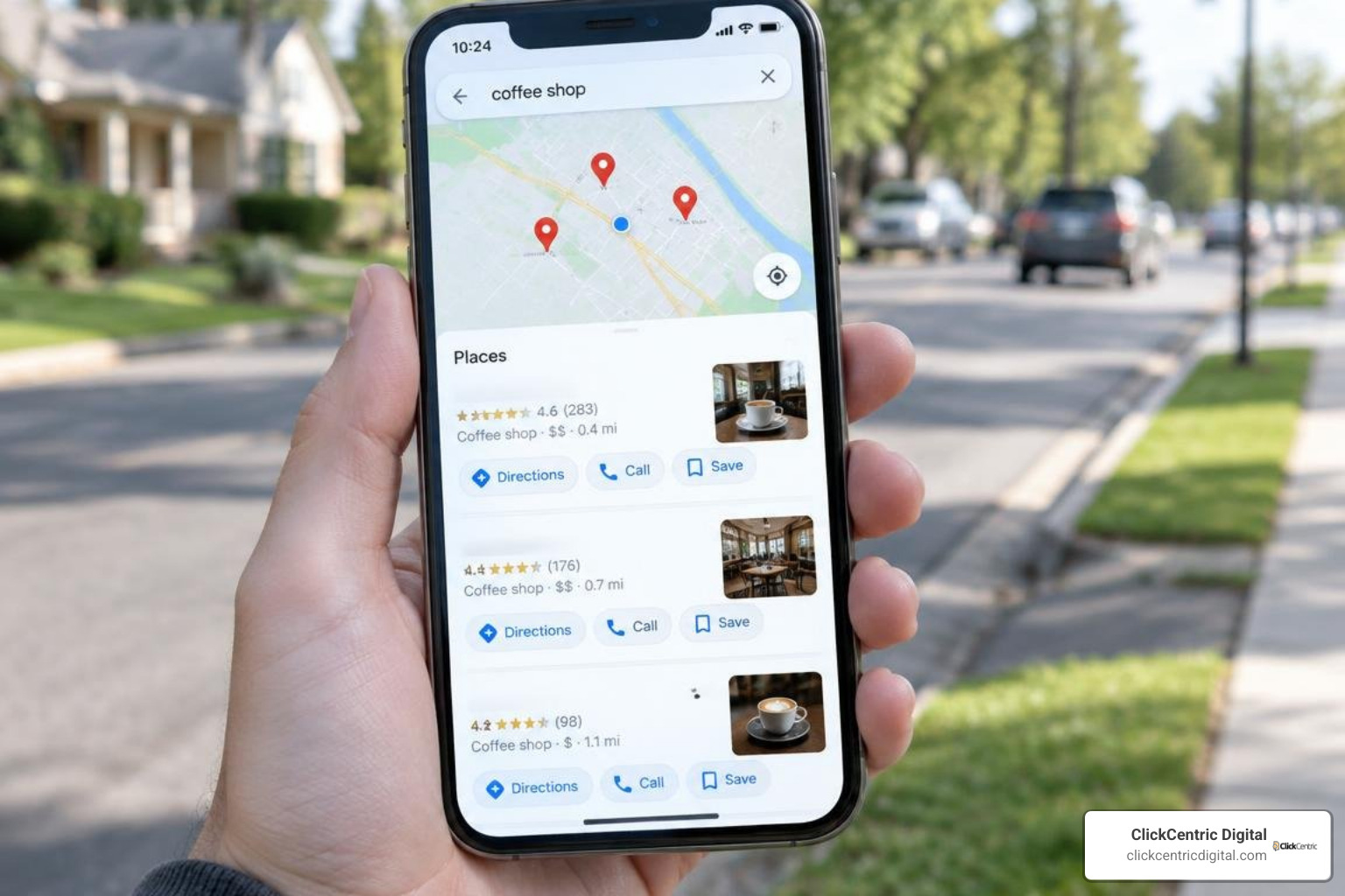 local 3 Pack results displayed on a mobile search screen