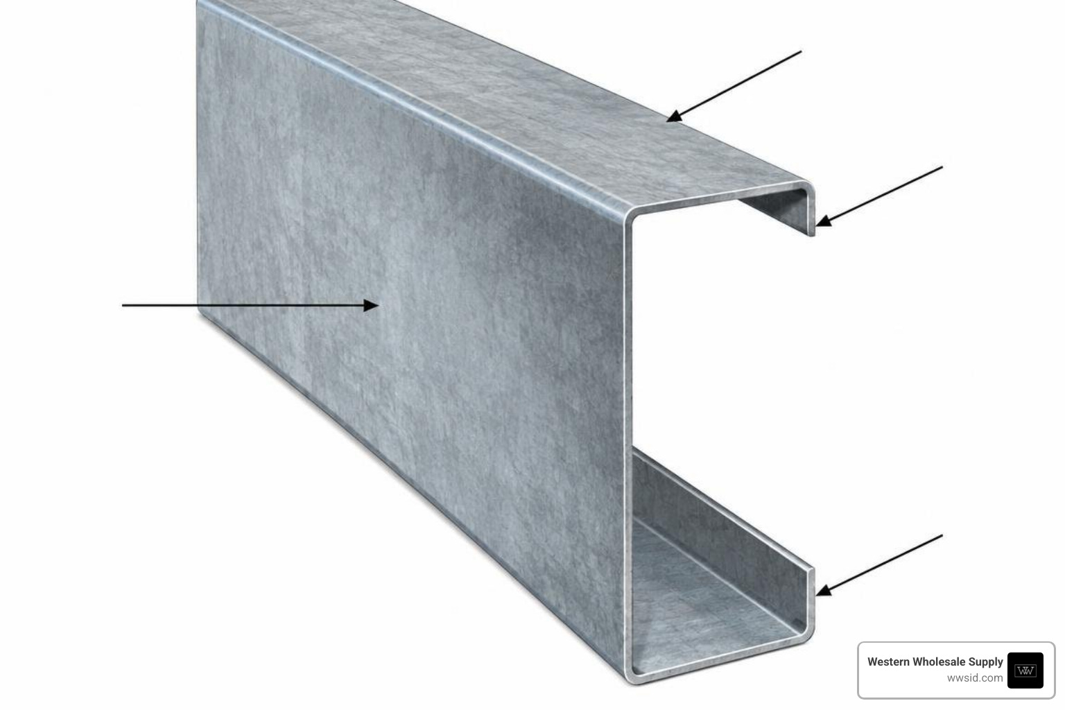 Detailed cross section of a cold-formed metal stud member Detailed cross section of a cold-formed metal stud member
