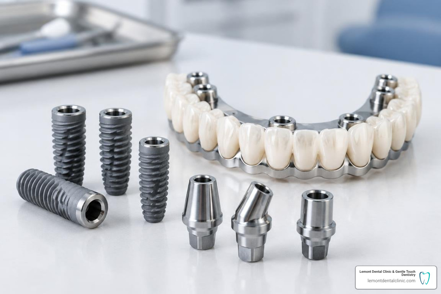 dental implant fixtures abutments and full-arch restorative framework