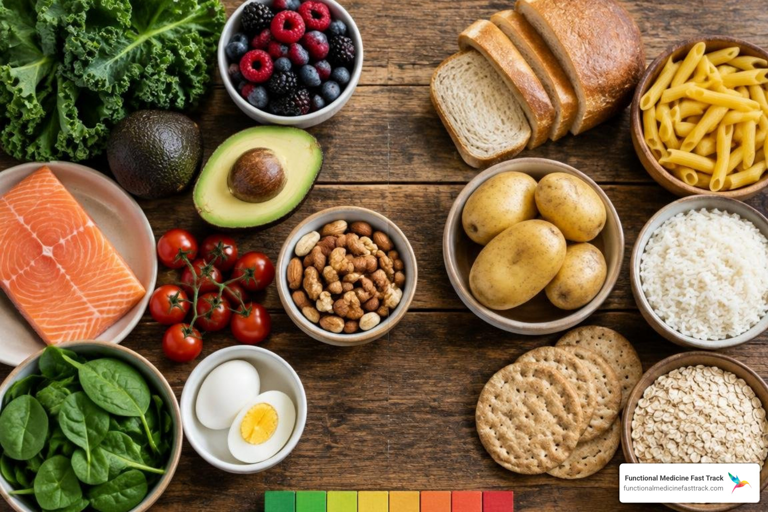 nutrient-dense low and high carbohydrate food categories arranged by glycemic index