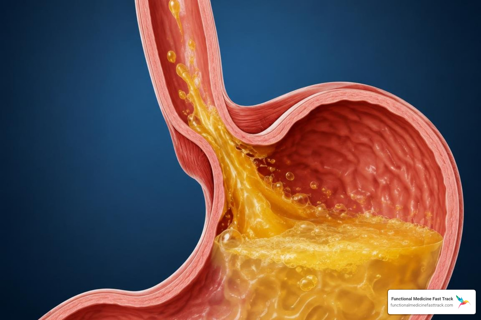 esophageal anatomy showing acid backflow during digestion