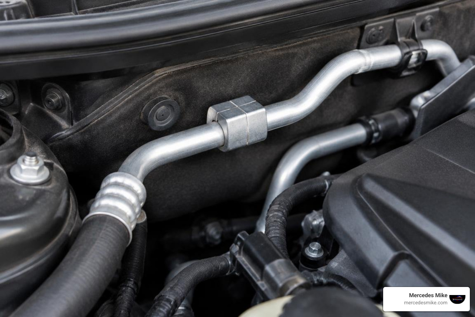 balance weight installed on Audi refrigerant line balance weight installed on Audi refrigerant line