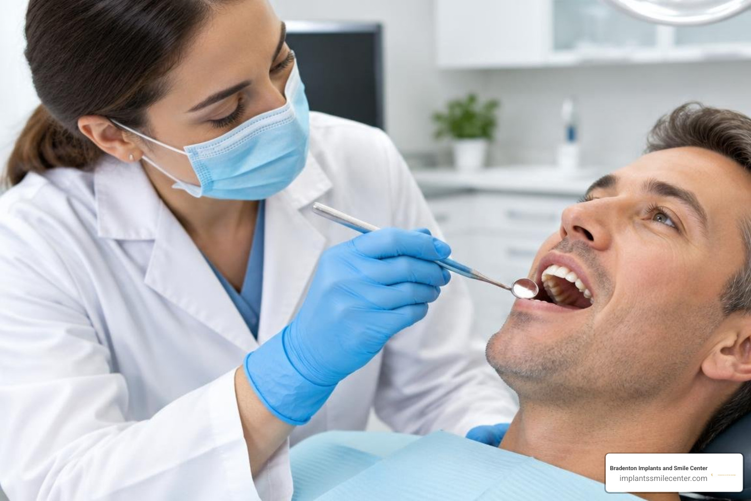 dentist inspecting sealant integrity during routine checkup