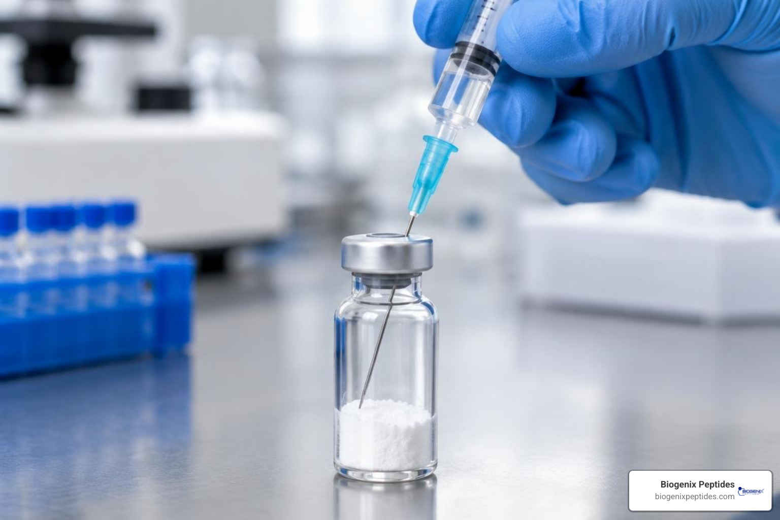 Diluent introduced gently along the inner glass vial wall