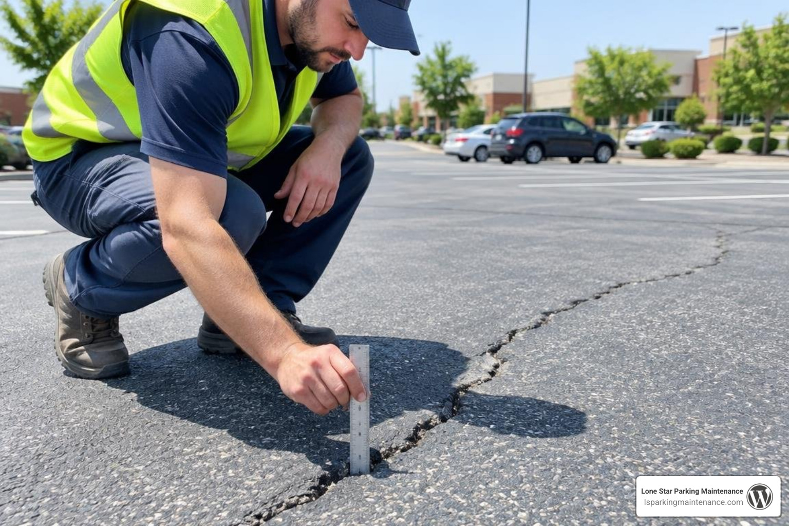 Commercial asphalt parking lot crack inspection Commercial asphalt parking lot crack inspection