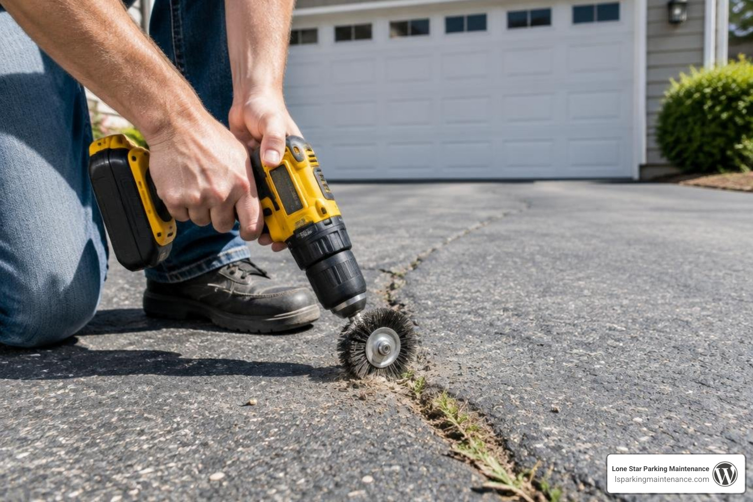 driveway crack cleaning with wire wheel driveway crack cleaning with wire wheel