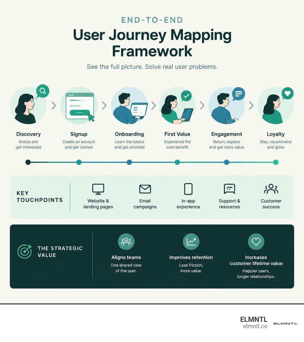 end-to-end user journey mapping framework infographic