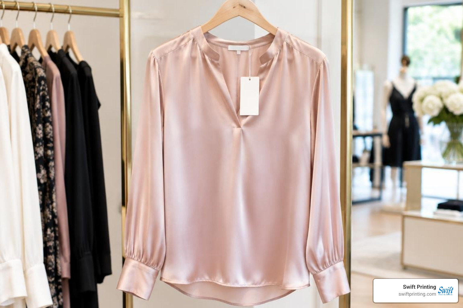 luxury apparel with folded hang tags