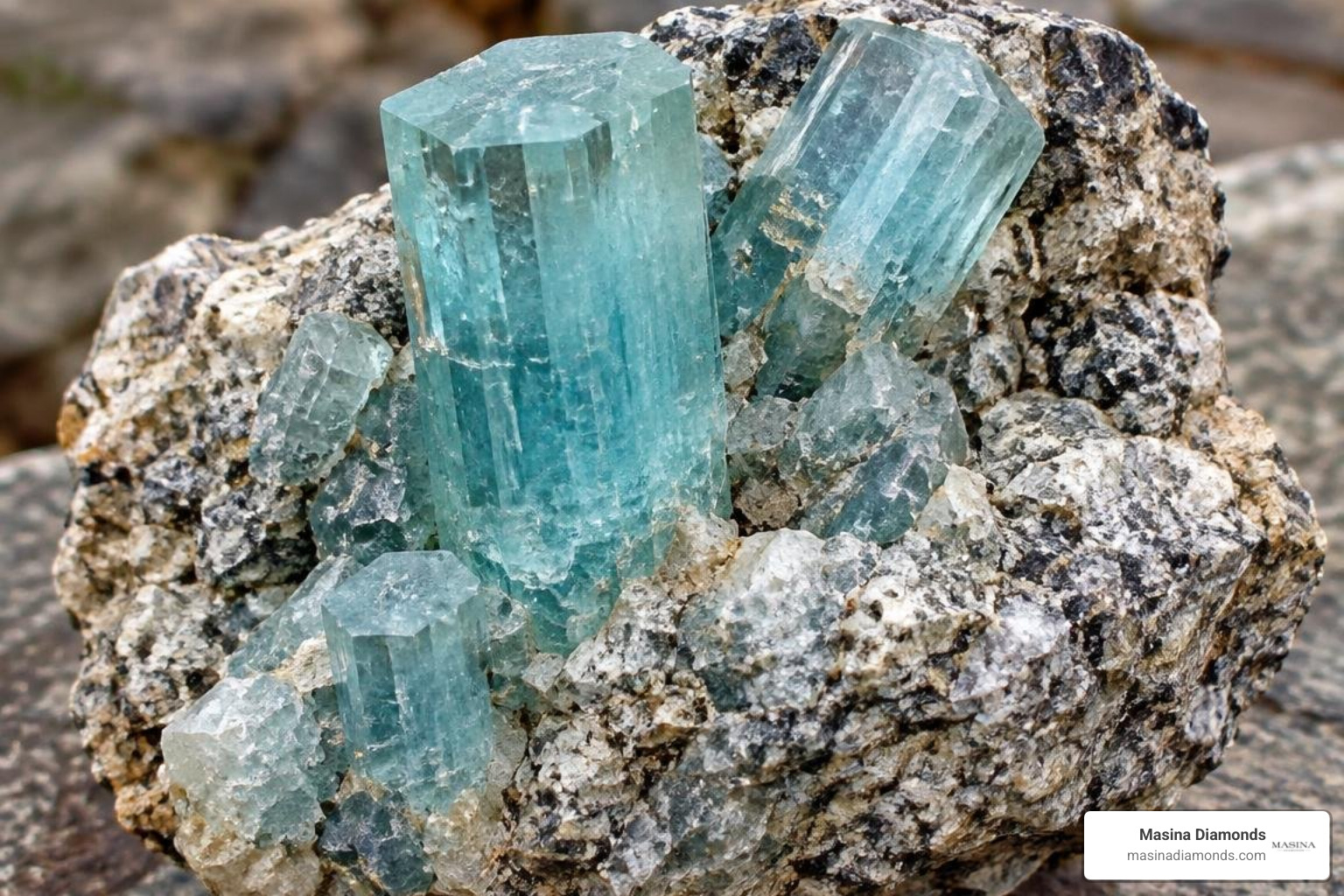 raw aquamarine crystal cluster extracted from granite pegmatite raw aquamarine crystal cluster extracted from granite pegmatite