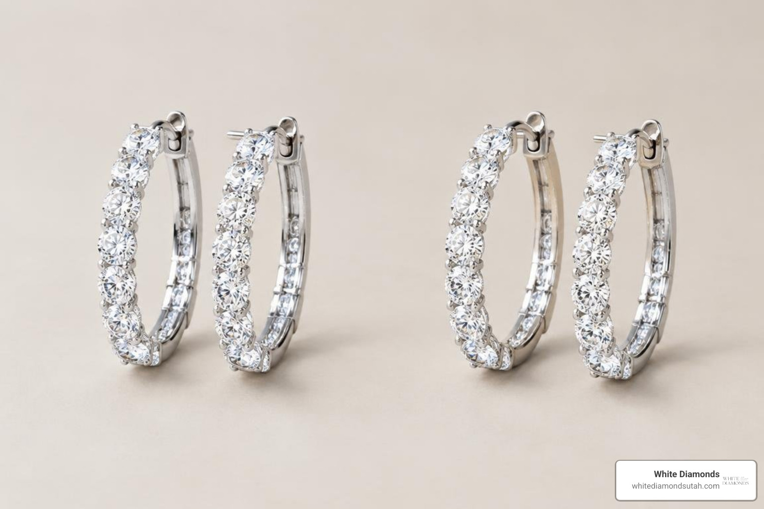 Side-by-side comparison of lab-grown and mined diamond hoop brilliance Side-by-side comparison of lab-grown and mined diamond hoop brilliance
