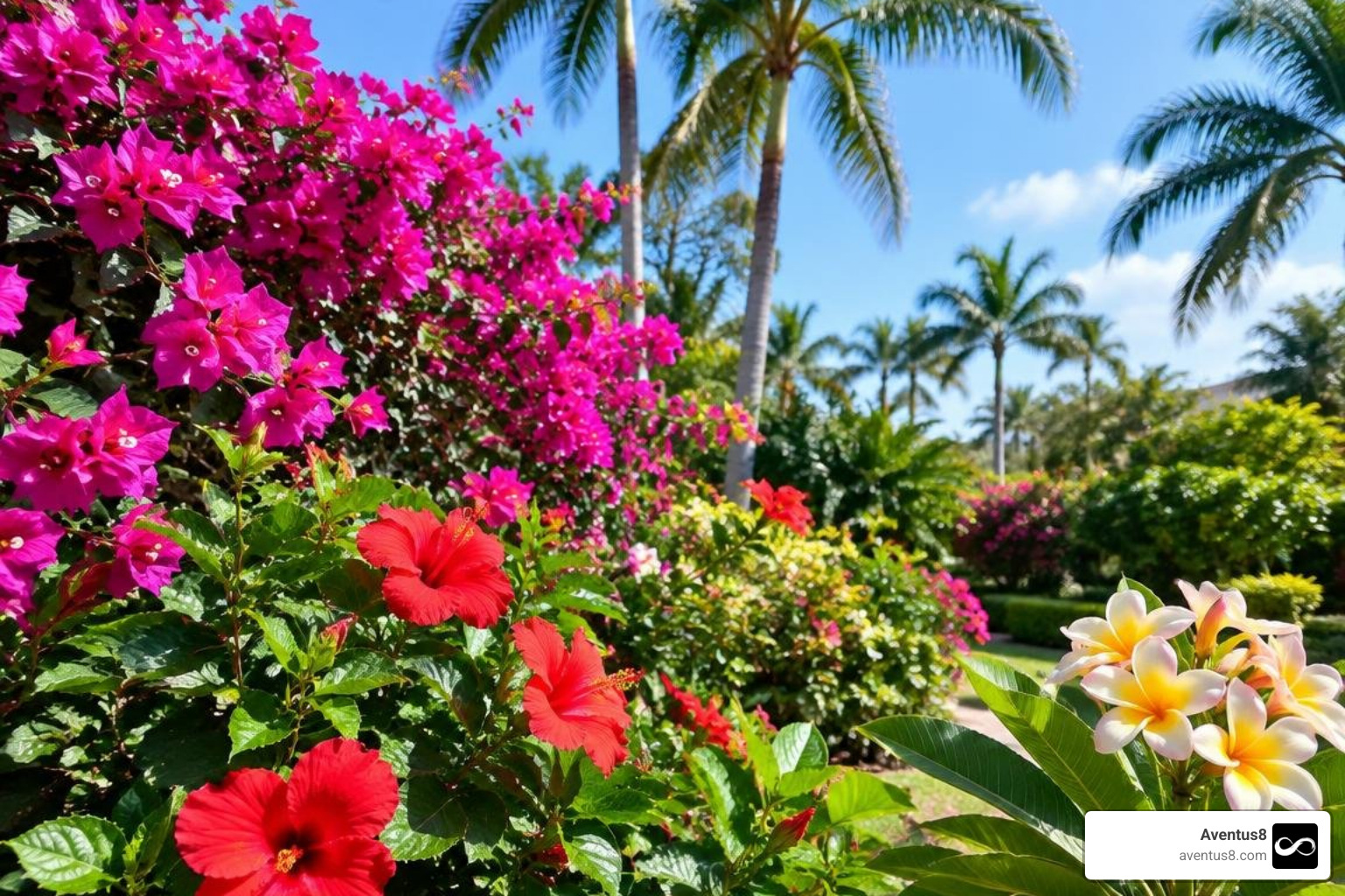subtropical flowers blooming in a South Florida garden landscape