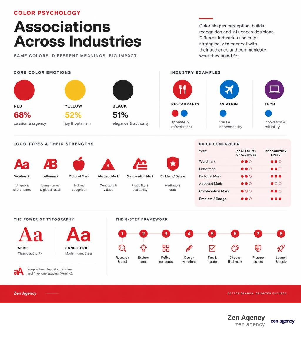 Color psychology associations across industries infographic Color psychology associations across industries infographic