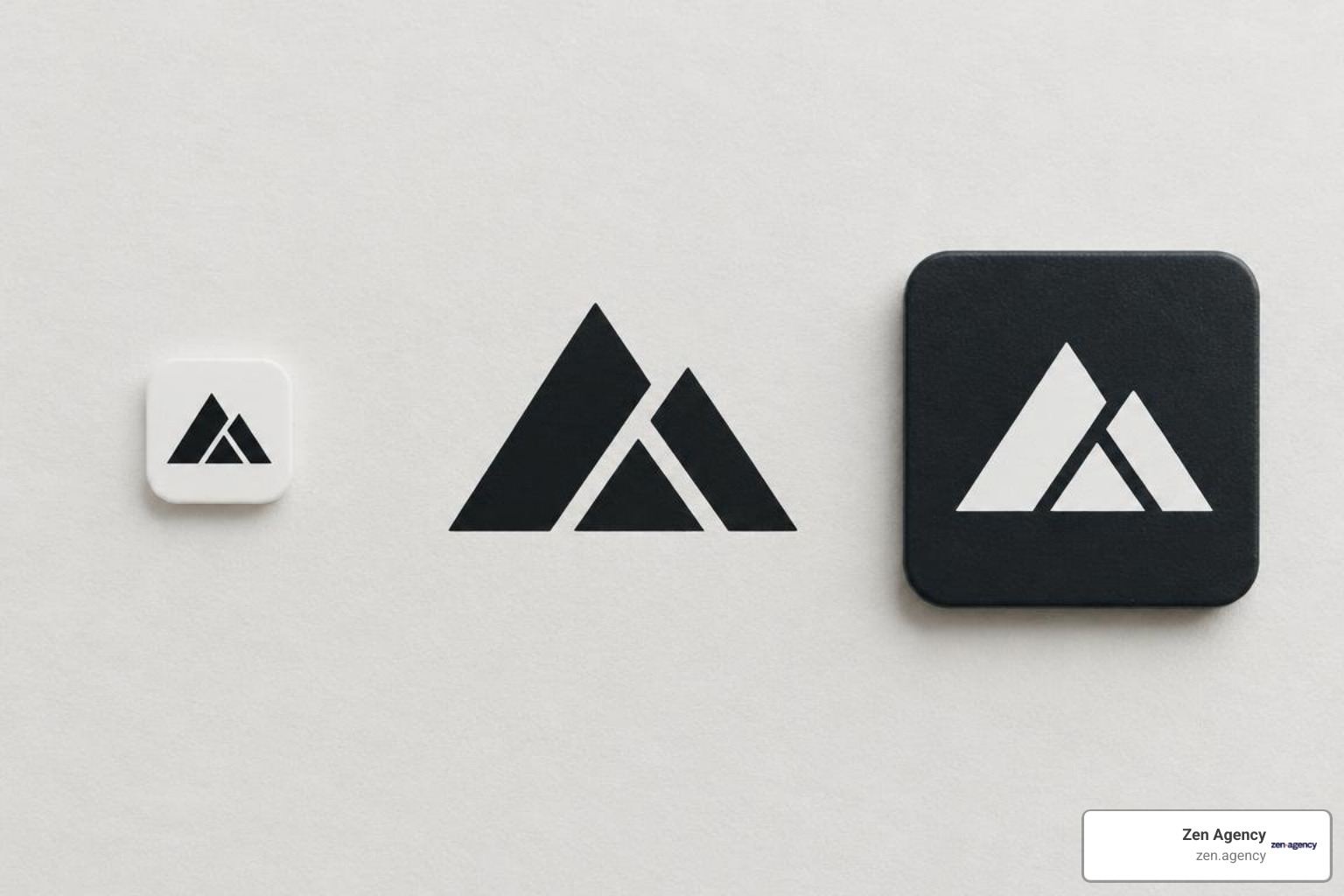 A vector logo tested across 16-pixel favicon, one-color stamp, and dark background modes A vector logo tested across 16-pixel favicon, one-color stamp, and dark background modes