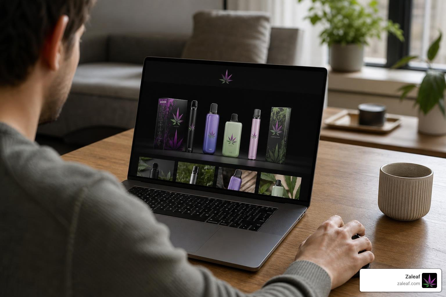 customer browsing Zaleaf vape products online