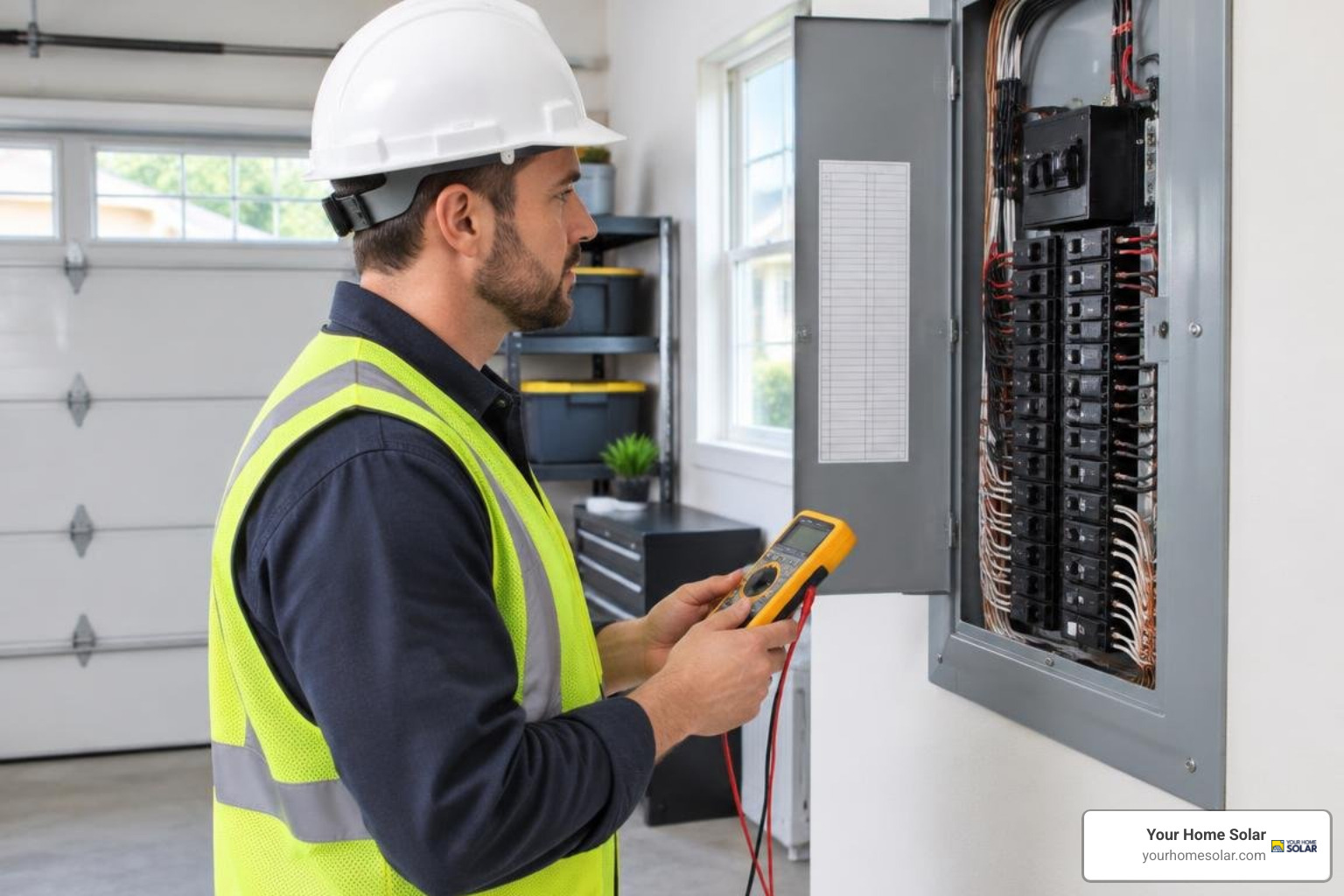 certified electrician assessing a home circuit breaker panel certified electrician assessing a home circuit breaker panel