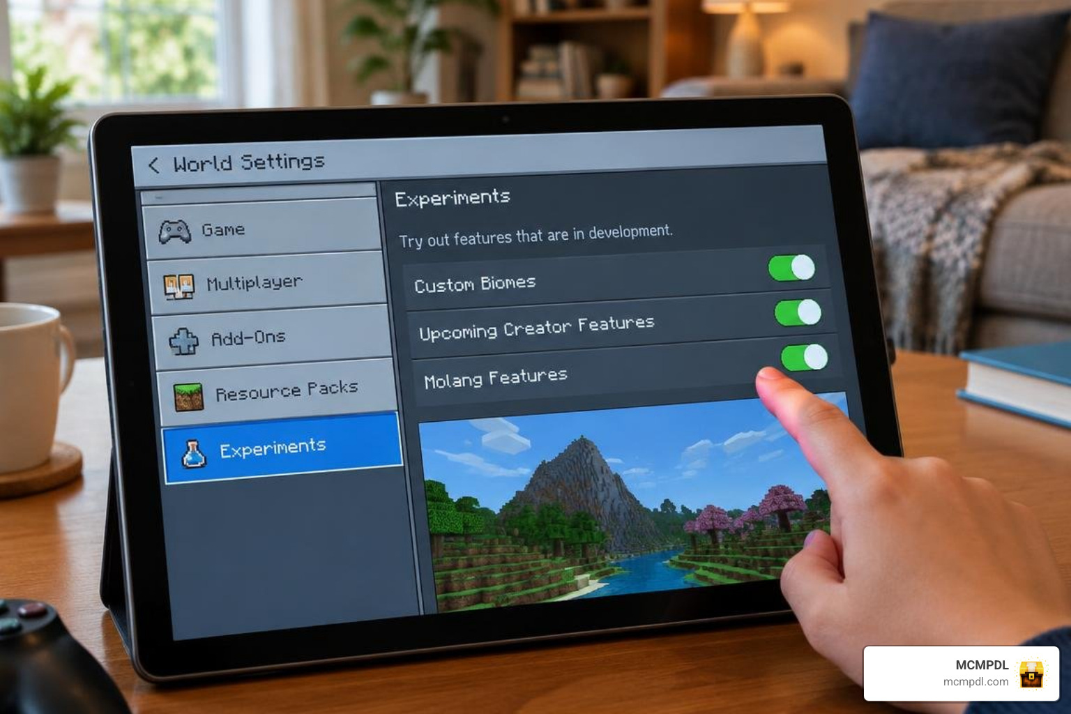 Toggling experimental settings in Minecraft world options