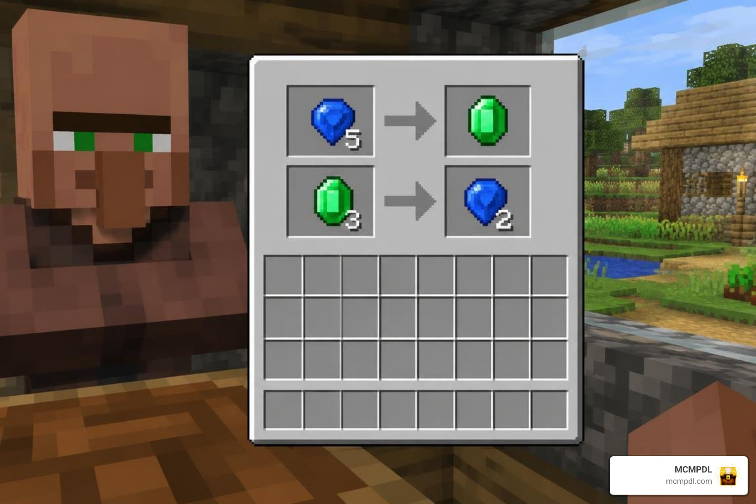 Custom villager trading interface with sapphires Custom villager trading interface with sapphires