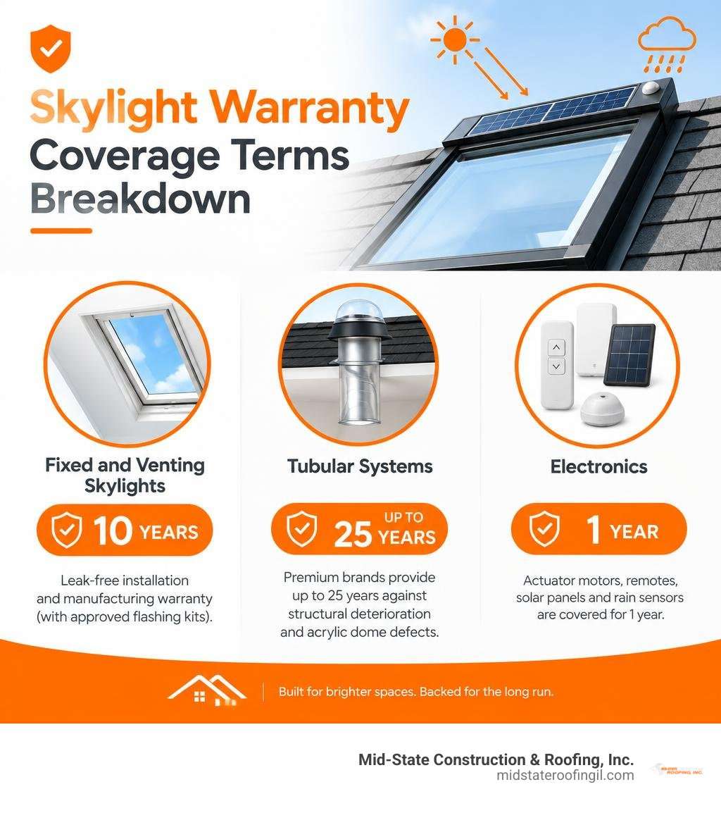 Skylight warranty coverage terms breakdown infographic Skylight warranty coverage terms breakdown infographic