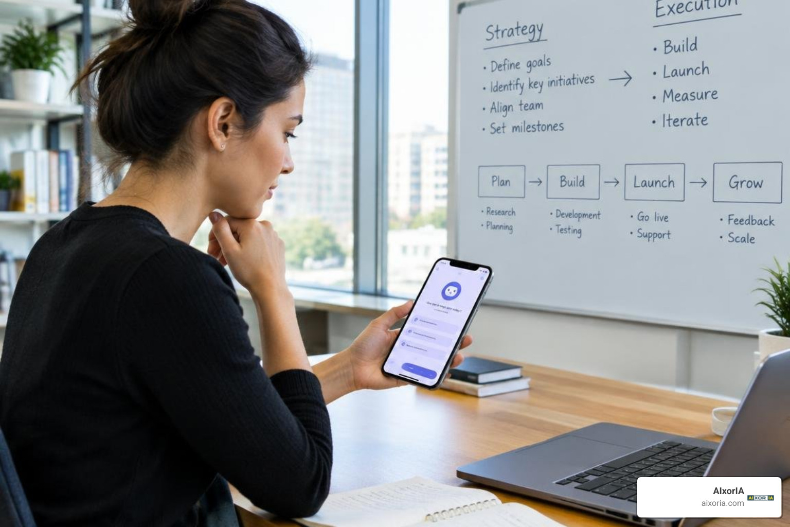 founder balancing automated micro-coaching with strategic execution