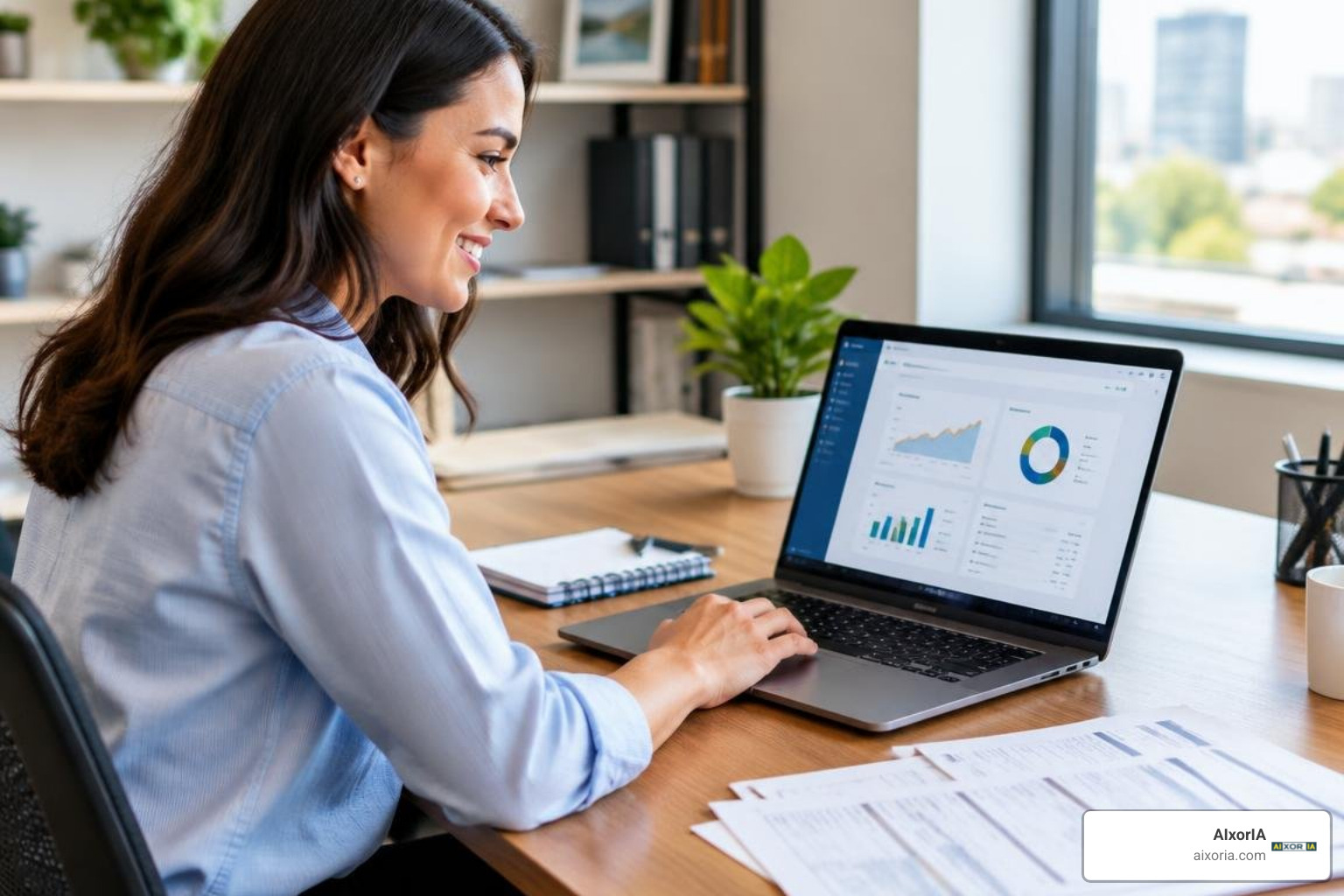 automated financial workflow dashboard showing invoices and expense charts