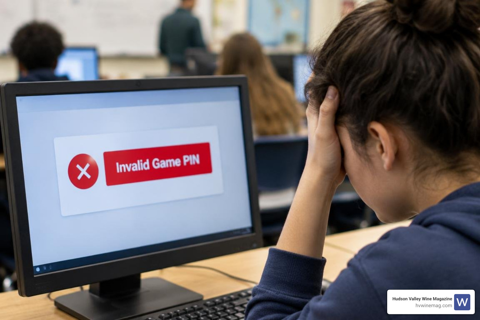Computer screen displaying an invalid game PIN notification Computer screen displaying an invalid game PIN notification