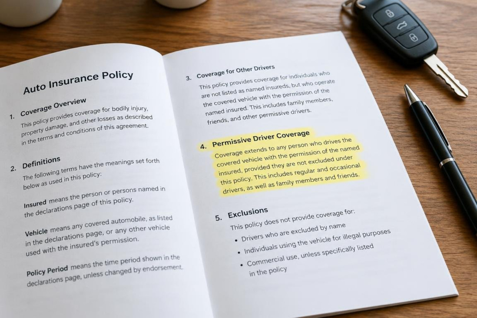 insurance policy document highlighting permissive driver clauses insurance policy document highlighting permissive driver clauses