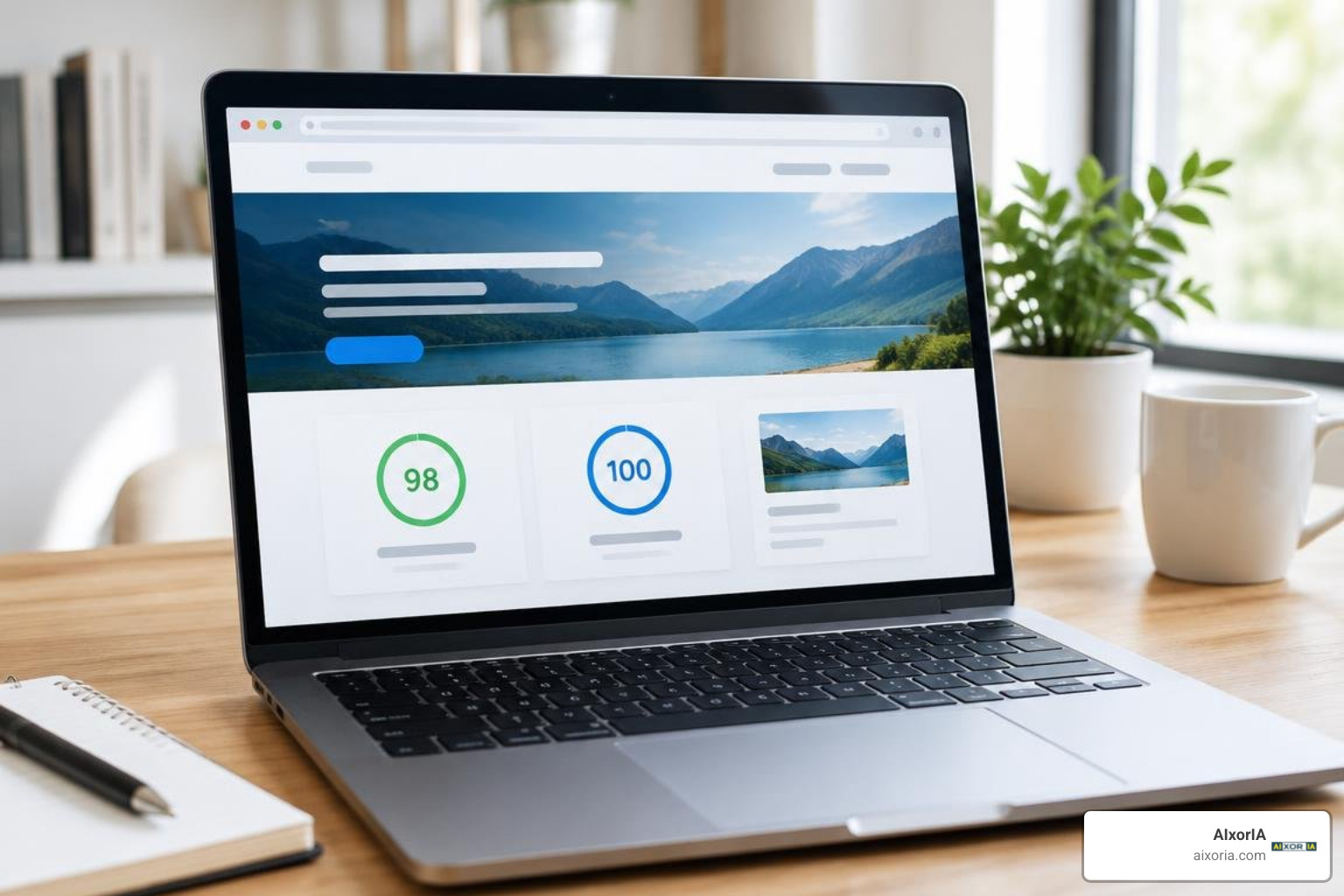 Lighthouse audit showing 90+ scores across performance and SEO
