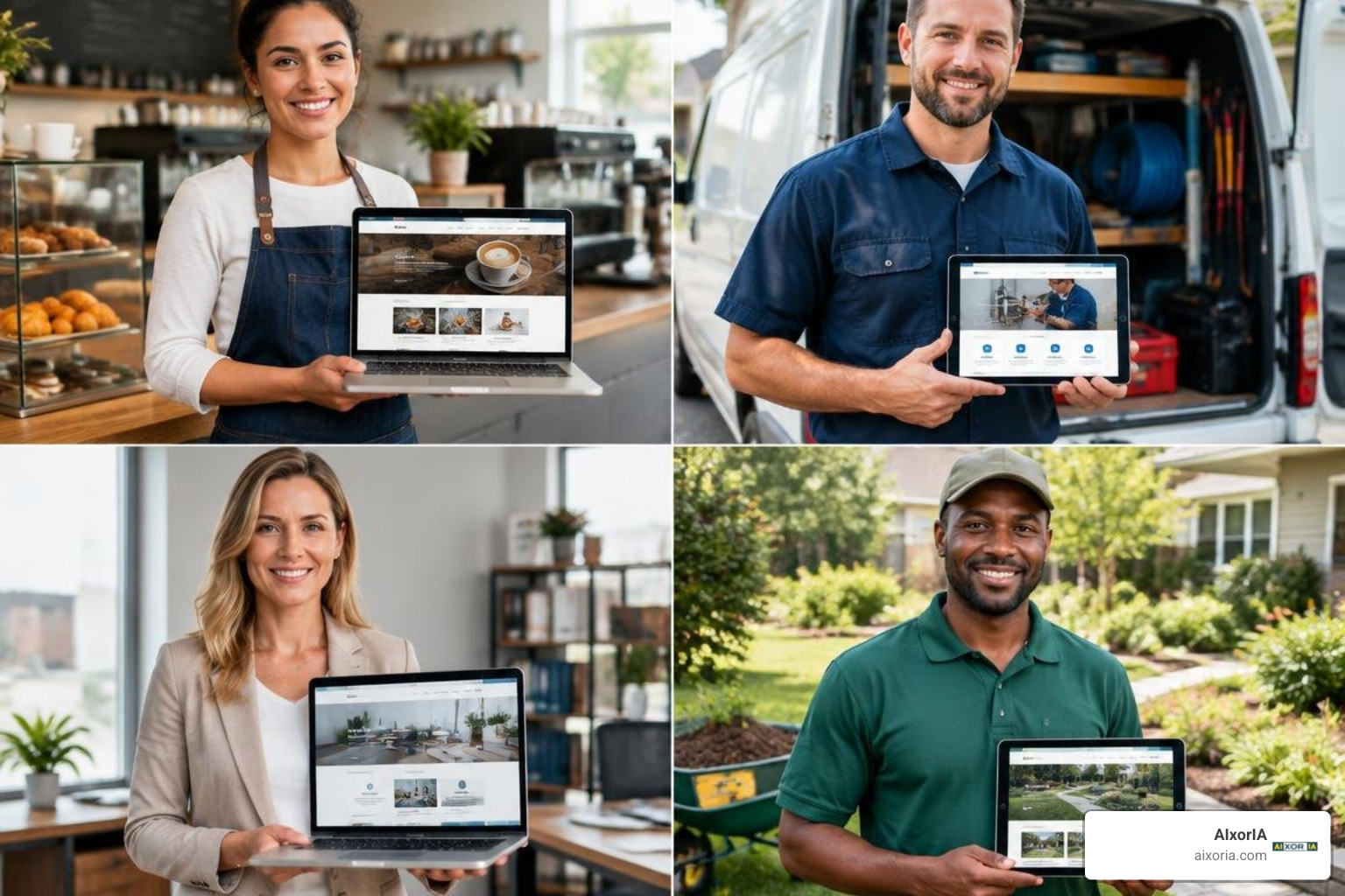 Diverse industry website templates generated from single-sentence prompts