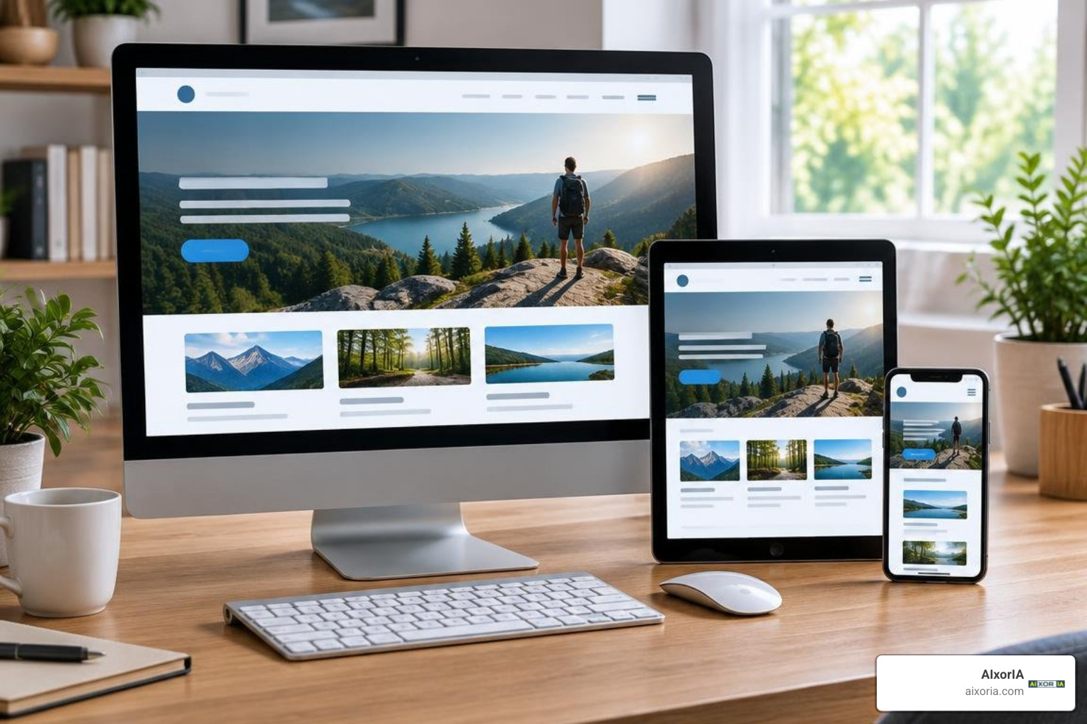 Responsive device previews of an AI-generated site