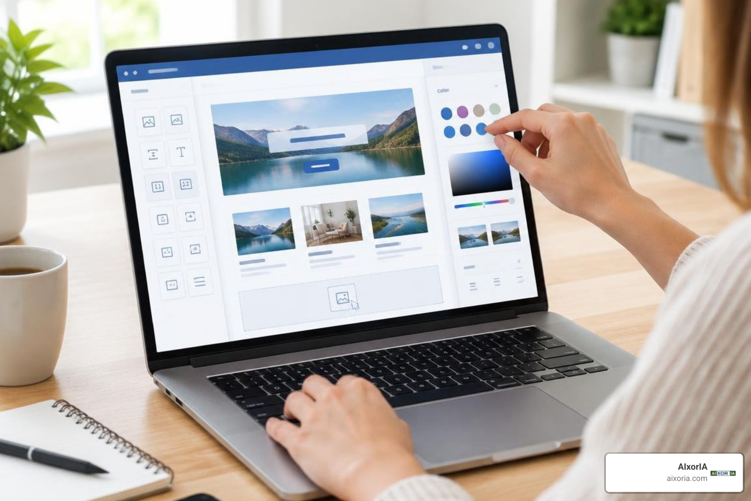 AI generator interface curating tailored copywriting and contextual images