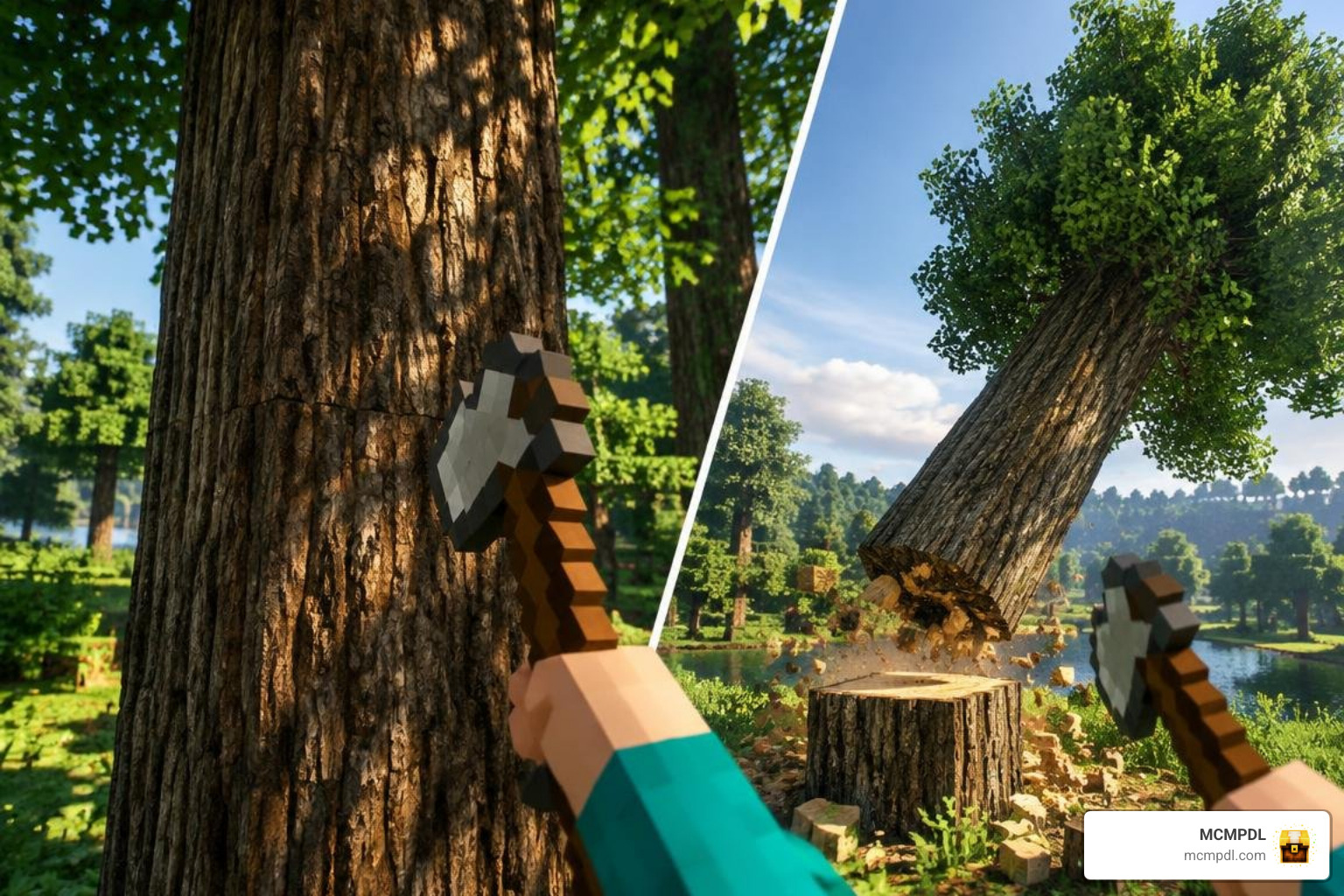 Comparison interface of different tree felling addon menus Comparison interface of different tree felling addon menus