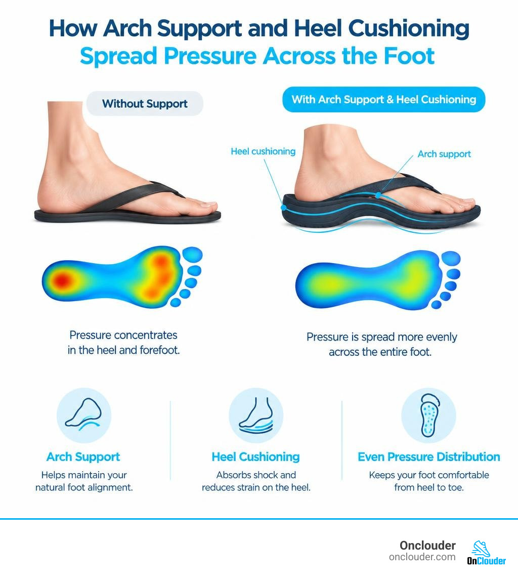 How arch support and heel cushioning spread pressure across the foot infographic How arch support and heel cushioning spread pressure across the foot infographic